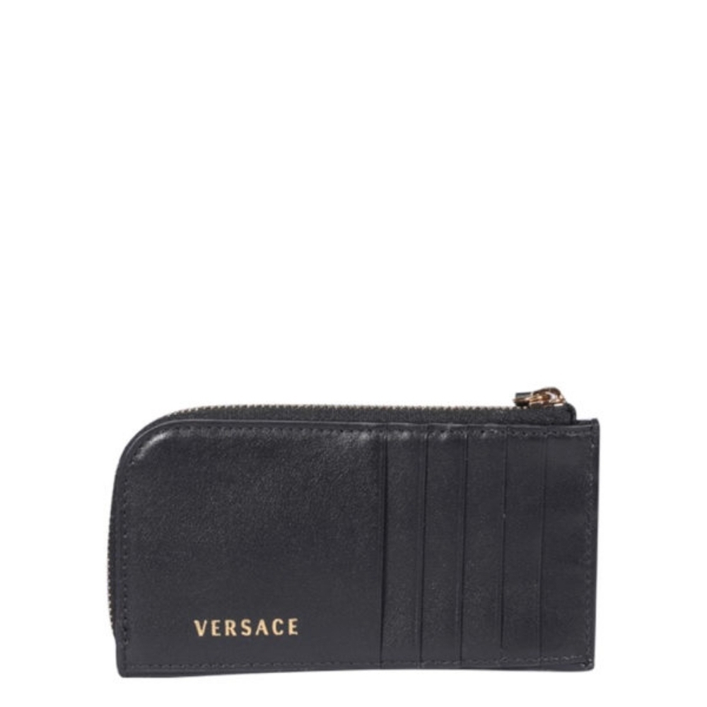 VERSACE Black All Over Medusa Stud Zip Card Holder Wallet - Picture 10 of 11